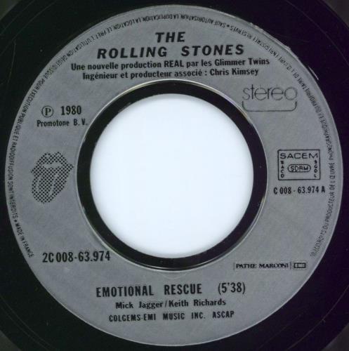 The Rolling Stones Emotional Rescue 7" vinyl single (7 inch record / 45) French ROL07EM38601