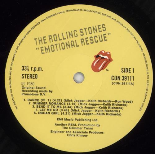 The Rolling Stones Emotional Rescue vinyl LP album (LP record) UK ROLLPEM403039