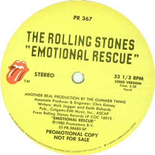 The Rolling Stones Emotional Rescue 12" vinyl single (12 inch record / Maxi-single) US ROL12EM71334