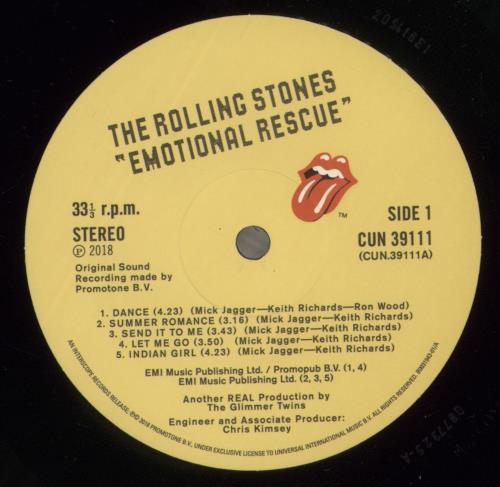 The Rolling Stones Emotional Rescue vinyl LP album (LP record) US ROLLPEM882118