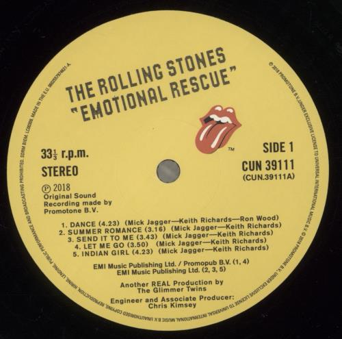 The Rolling Stones Emotional Rescue vinyl LP album (LP record) US ROLLPEM882741