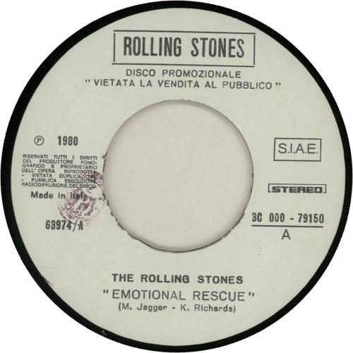 The Rolling Stones Emotional Rescue 7" vinyl single (7 inch record / 45) Italian ROL07EM97833