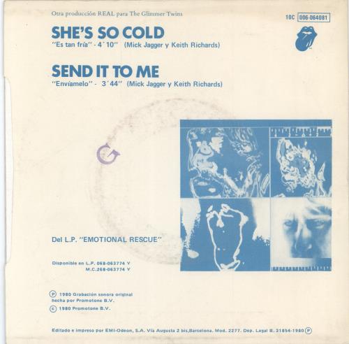 The Rolling Stones Es Tan Fria 7" vinyl single (7 inch record / 45) Spanish ROL07ES645712