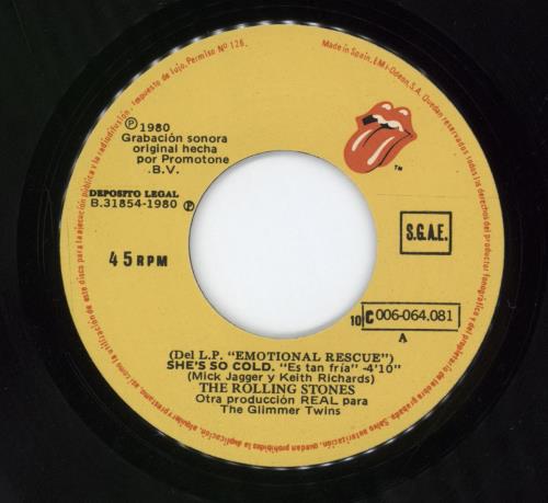 The Rolling Stones Es Tan Fria 7" vinyl single (7 inch record / 45) Spanish ROL07ES645712