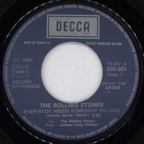 The Rolling Stones Everybody Needs Somebody To Love 7" vinyl single (7 inch record / 45) French ROL07EV56857