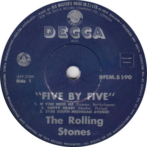 The Rolling Stones Five By Five EP - 1st 7" vinyl single (7 inch record / 45) New Zealand ROL07FI778636