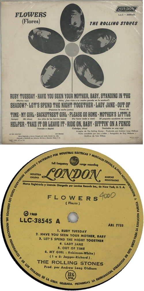 The Rolling Stones Flowers (Flores) vinyl LP album (LP record) Chile ROLLPFL638552