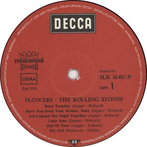 The Rolling Stones Flowers - Royal Sound - 1st vinyl LP album (LP record) German ROLLPFL91917