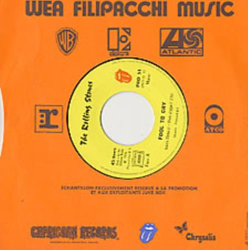 The Rolling Stones Fool to Cry 7" vinyl single (7 inch record / 45) French ROL07FO153807