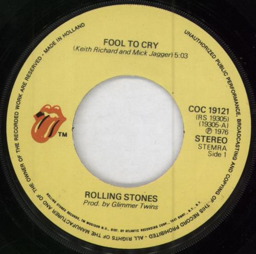 The Rolling Stones Fool To Cry 7" vinyl single (7 inch record / 45) Dutch ROL07FO75286