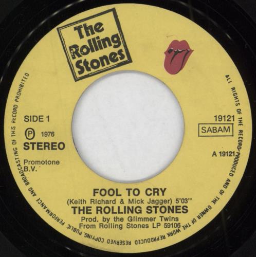 The Rolling Stones Fool To Cry 7" vinyl single (7 inch record / 45) Belgian ROL07FO790091