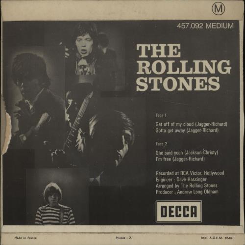 The Rolling Stones Get Off Of My Cloud EP - 12-69 7" vinyl single (7 inch record / 45) French ROL07GE667725