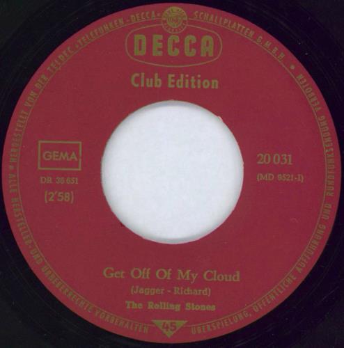 The Rolling Stones Get Off Of My Cloud 7" vinyl single (7 inch record / 45) Swiss ROL07GE773698