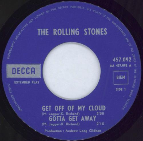The Rolling Stones Get Off Of My Cloud 7" vinyl single (7 inch record / 45) Belgian ROL07GE789994
