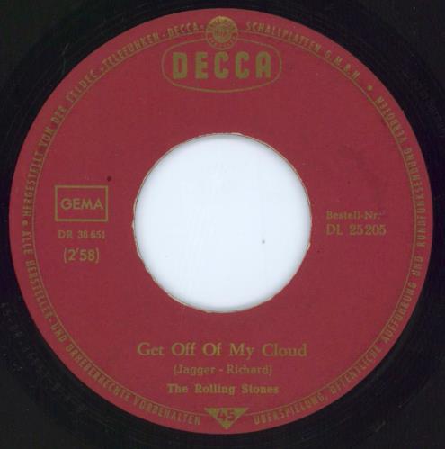 The Rolling Stones Get Off Off My Cloud - 2nd - VG 7" vinyl single (7 inch record / 45) German ROL07GE800746
