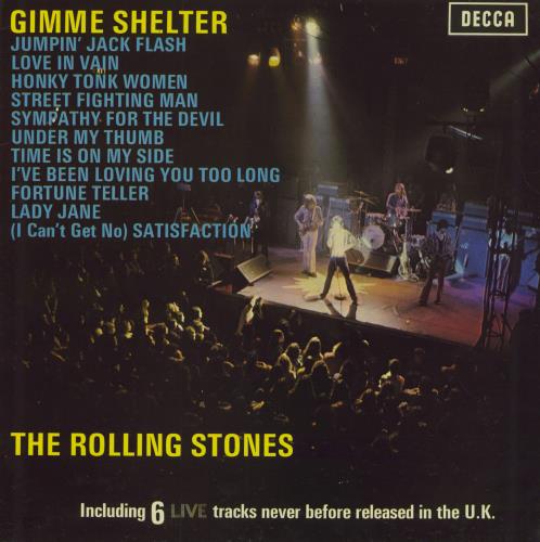 The Rolling Stones Gimme Shelter - glossy p/s vinyl LP album (LP record) UK ROLLPGI77854