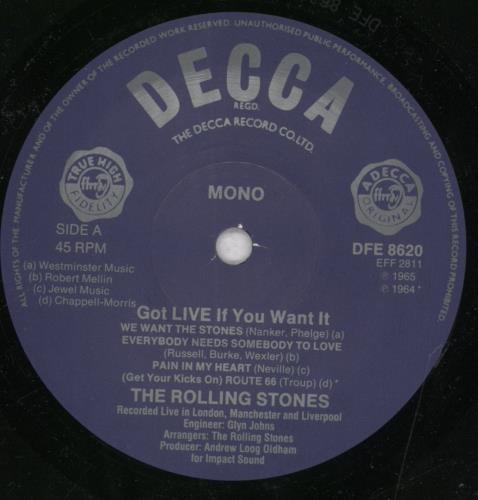 The Rolling Stones Got Live If You Want It EP - 1982 7" vinyl single (7 inch record / 45) UK ROL07GO834406
