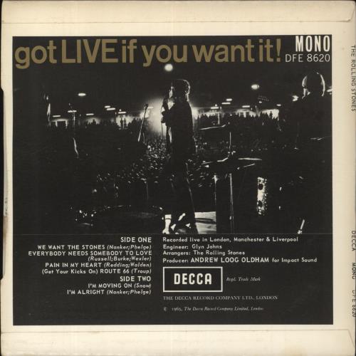 The Rolling Stones Got Live If You Want It EP - 1982 7" vinyl single (7 inch record / 45) UK ROL07GO834406
