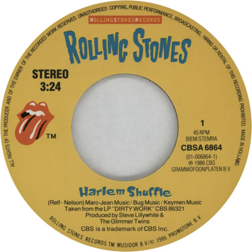The Rolling Stones Harlem Shuffle 7" vinyl single (7 inch record / 45) Dutch ROL07HA48242