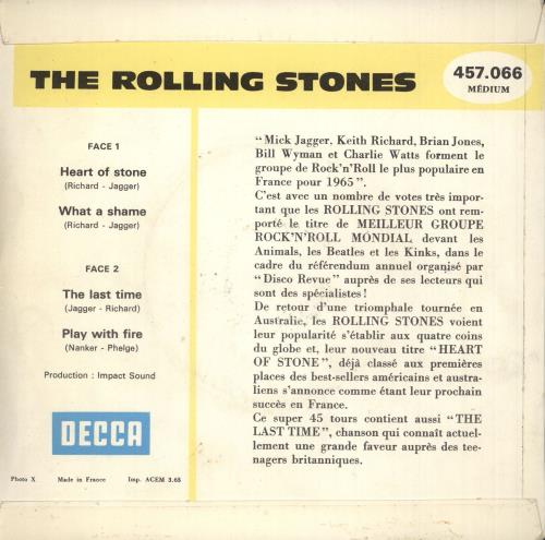 The Rolling Stones Heart Of Stone EP - 3.65 7" vinyl single (7 inch record / 45) French ROL07HE55422