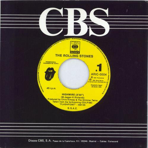 The Rolling Stones Highwire 7" vinyl single (7 inch record / 45) Spanish ROL07HI778381