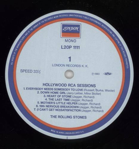 The Rolling Stones Hollywood RCA Sessions vinyl LP album (LP record) Japanese ROLLPHO67367