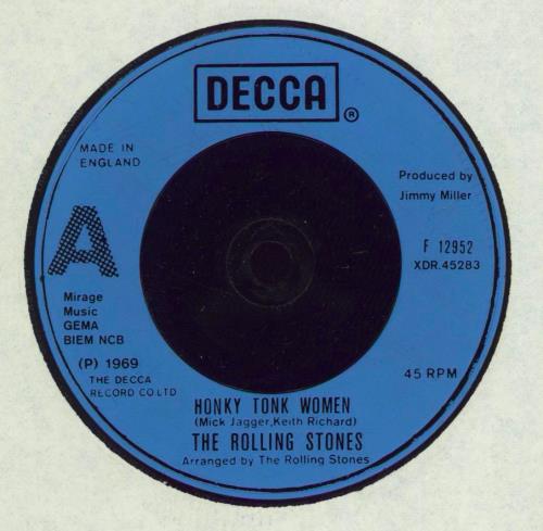 The Rolling Stones Honky Tonk Women - Inj 7" vinyl single (7 inch record / 45) UK ROL07HO77769