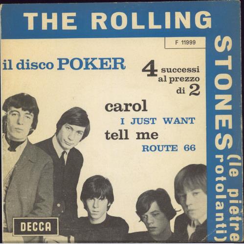 The Rolling Stones Il Disco Poker - Blue Border, White Artst & Blue Titles 7" vinyl single (7 inch record / 45) Italian ROL07IL803041