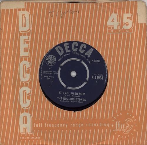 The Rolling Stones It's All Over Now - 1st (b)- EX 7" vinyl single (7 inch record / 45) UK ROL07IT565951