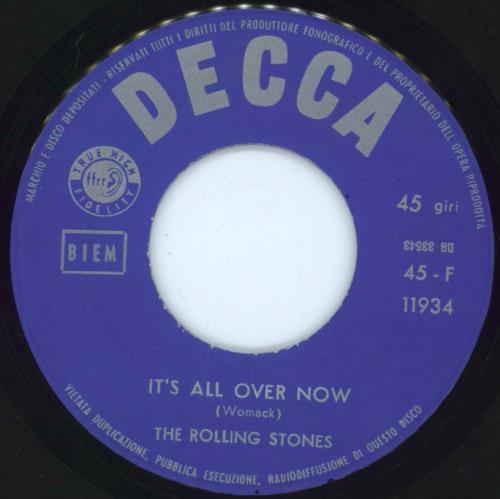 The Rolling Stones It's All Over Now - Orange & Brown P/S 7" vinyl single (7 inch record / 45) Italian ROL07IT804085