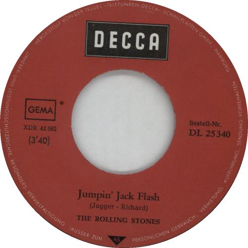 The Rolling Stones Jumpin' Jack Flash - VG 7" vinyl single (7 inch record / 45) German ROL07JU648367