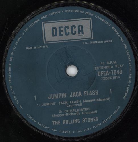 The Rolling Stones Jumpin' Jack Flash 7" vinyl single (7 inch record / 45) Australian ROL07JU778679