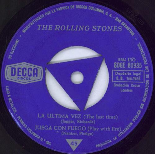 The Rolling Stones La Ultima Vez 7" vinyl single (7 inch record / 45) Spanish ROL07LA214314