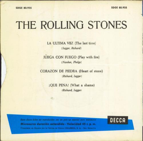 The Rolling Stones La Ultima Vez 7" vinyl single (7 inch record / 45) Spanish ROL07LA214314