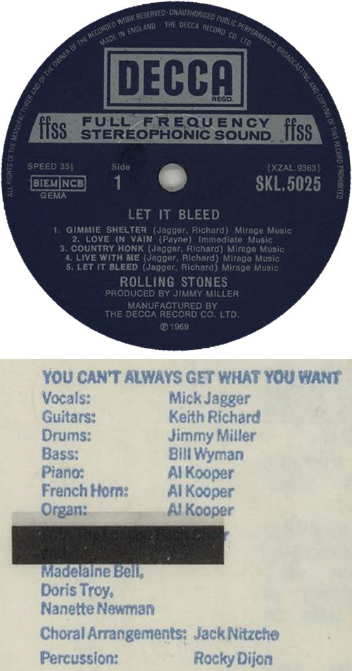 The Rolling Stones Let It Bleed - 4th - Censored inner vinyl LP album (LP record) UK ROLLPLE636554