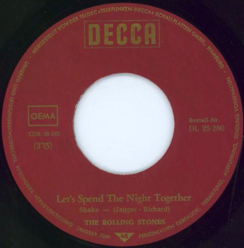 The Rolling Stones Let's Spend The Night Together - 1st Issue 7" vinyl single (7 inch record / 45) German ROL07LE90139