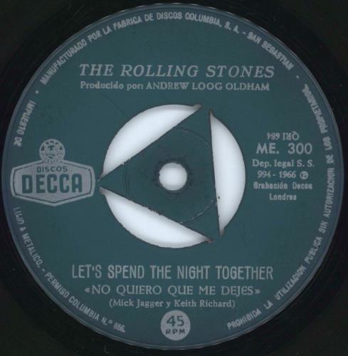 The Rolling Stones Let's Spend The Night Together 7" vinyl single (7 inch record / 45) Spanish ROL07LE778488