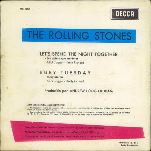 The Rolling Stones Let's Spend The Night Together 7" vinyl single (7 inch record / 45) Spanish ROL07LE778488