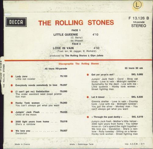 The Rolling Stones Little Queenie 7" vinyl single (7 inch record / 45) French ROL07LI83168