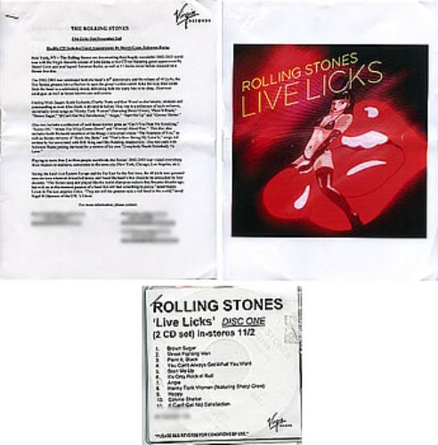 The Rolling Stones Live Licks media press kit US ROLKILI312962