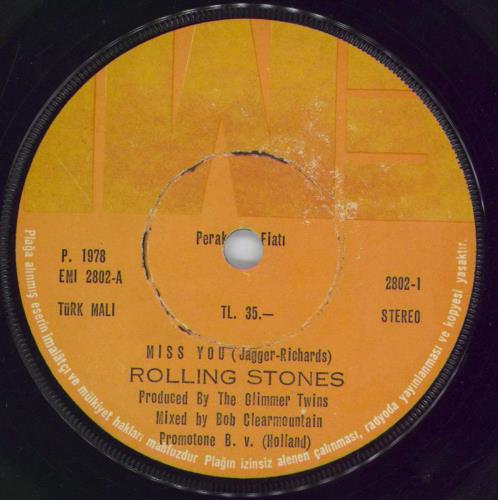The Rolling Stones Miss You 7" vinyl single (7 inch record / 45) Turkish ROL07MI776113