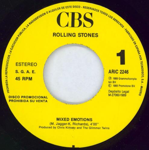 The Rolling Stones Mixed Emotions 7" vinyl single (7 inch record / 45) Spanish ROL07MI170662