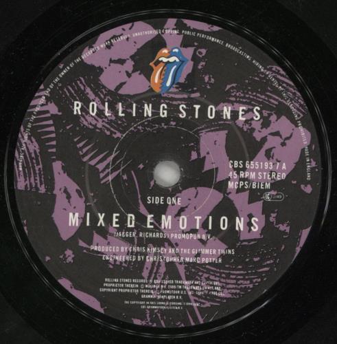 The Rolling Stones Mixed Emotions 7" vinyl single (7 inch record / 45) UK ROL07MI40481