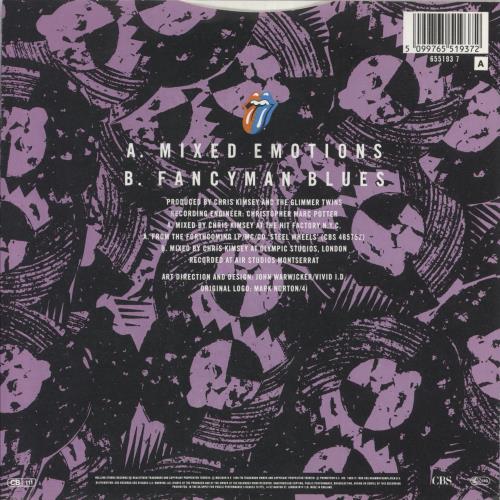 The Rolling Stones Mixed Emotions 7" vinyl single (7 inch record / 45) UK ROL07MI40481