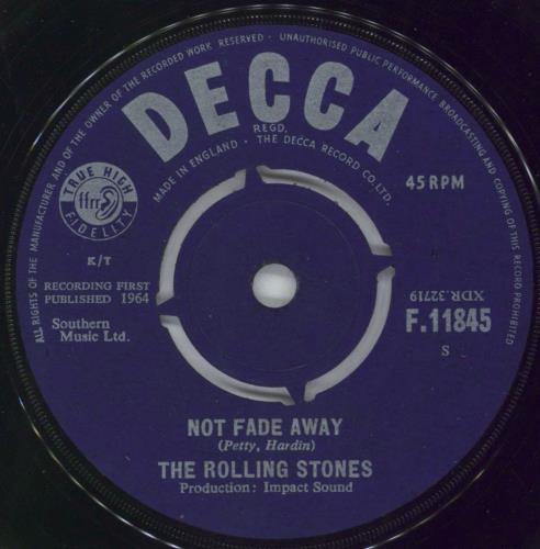 The Rolling Stones Not Fade Away 7" vinyl single (7 inch record / 45) Swedish ROL07NO795386