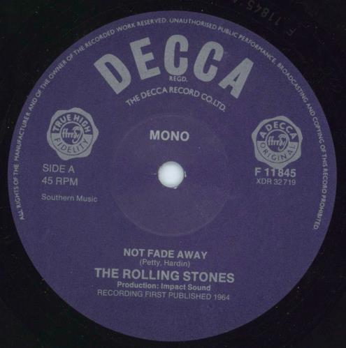 The Rolling Stones Not Fade Away 7" vinyl single (7 inch record / 45) UK ROL07NO813559