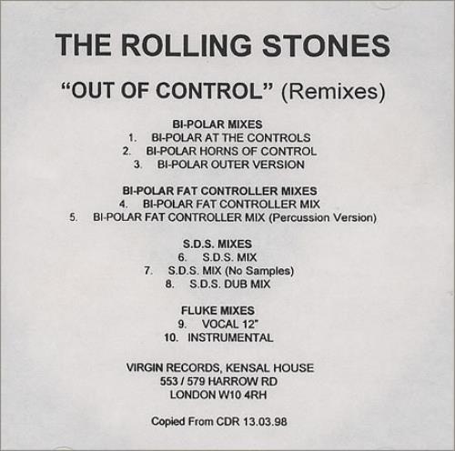 The Rolling Stones Out Of Control - Remixes CD-R acetate UK ROLCROU375335