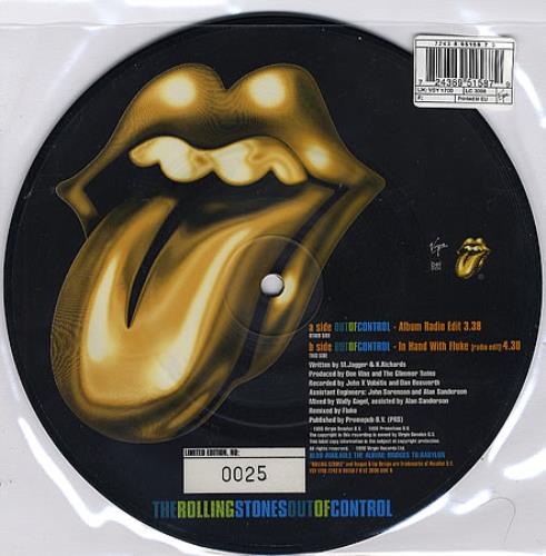 The Rolling Stones Out Of Control 7" vinyl picture disc (7 inch picture disc single) UK ROL7POU163433