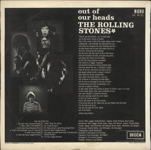 The Rolling Stones Out Of Our Heads - 1st - VG - wos vinyl LP album (LP record) UK ROLLPOU716857