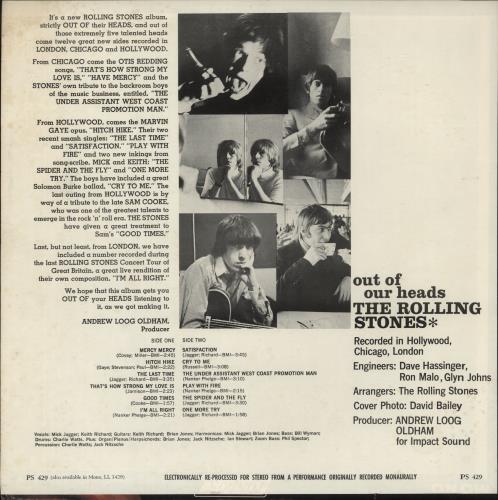 The Rolling Stones Out Of Our Heads - Electronically Reprocessed vinyl LP album (LP record) US ROLLPOU881050